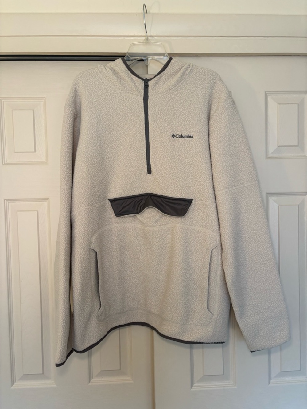 Columbia Cream Sherpa Half-Zip Hoodie with Contrast Trim